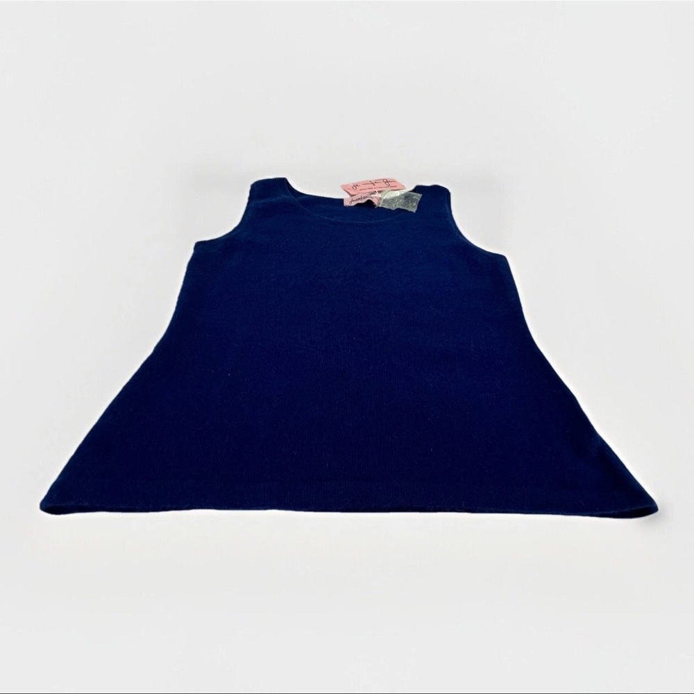 Jennifer Tyler 100% Cashmere Knit Tank Top Women’s XS Couture Navy Blue NWT - Picture 5 of 14